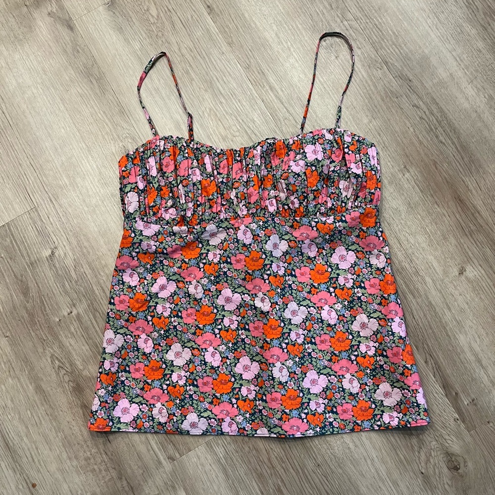 J.Crew gathered organic cotton camisole in Liberty Meadow Song. NWT. Size 2.